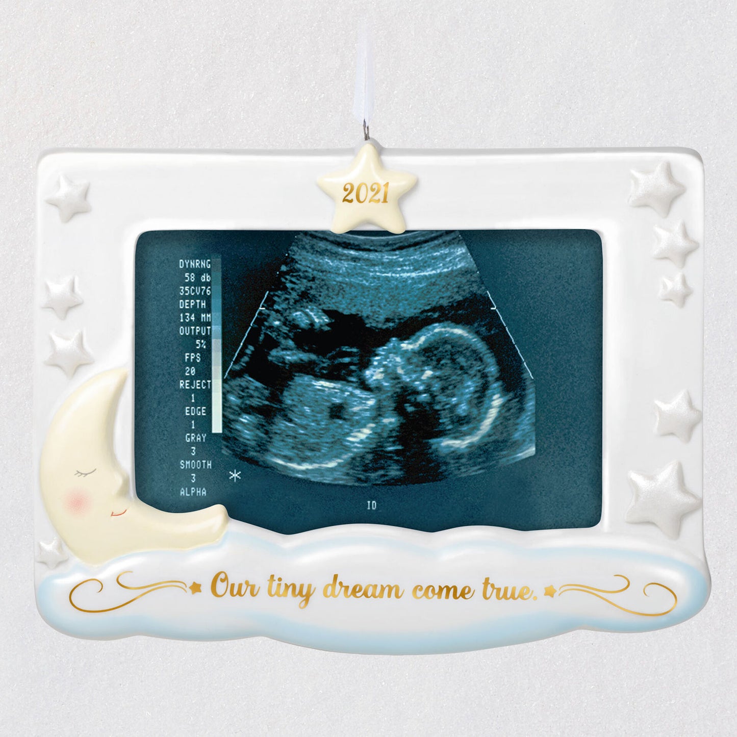 Hallmark QHX4065 Dream Come True Sonogram  Porcelain Photo Frame 2021 Ornament-DAMAGED BOX