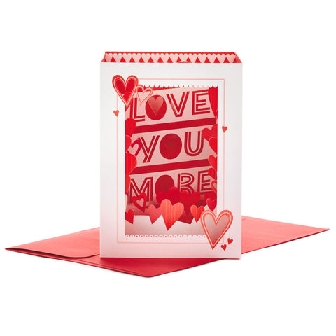 Paper Wonder Love You More Banner and Hearts 3D Pop-Up Valentine's Day Card