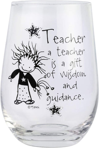 Enesco 6006430 Children of the Inner Light Teacher Wisdom & Guidance Wine Glass,15 Ounce,Clear