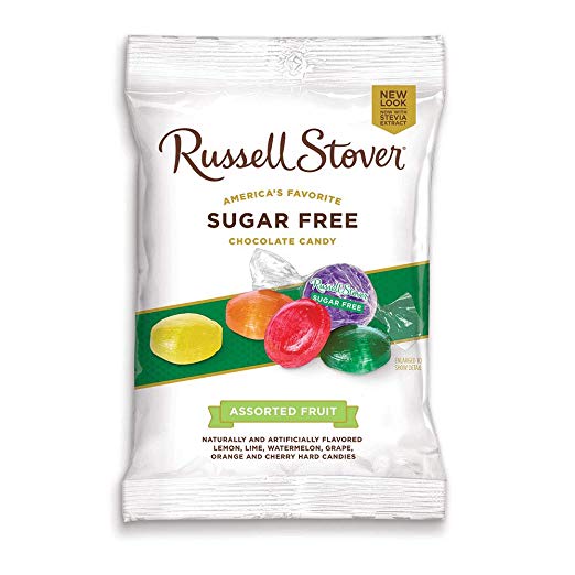 Russell Stover 9603N Sugar Free Peg Bag Candy Assorted Fruit Hard Candies 3.4 oz bag