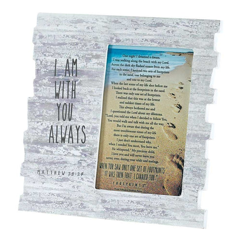 Dicksons PFW-75 I Am With You Footprints Matthew 28:20 Wood 8 x 8 Photo Frame Plaque