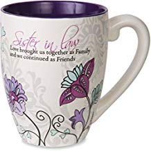 Pavilion 66351 Mark My Words Sister In Law Floral Butterfly Coffee Tea Mug, Large, Purple