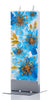Flatyz D22015 Hand Painted Flat Candle Unscented, Dripless, Smokeless Blue and Gold Flowers