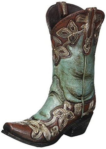 Burton & Burton 9723617 Turquoise Cowgirl Boot Vase