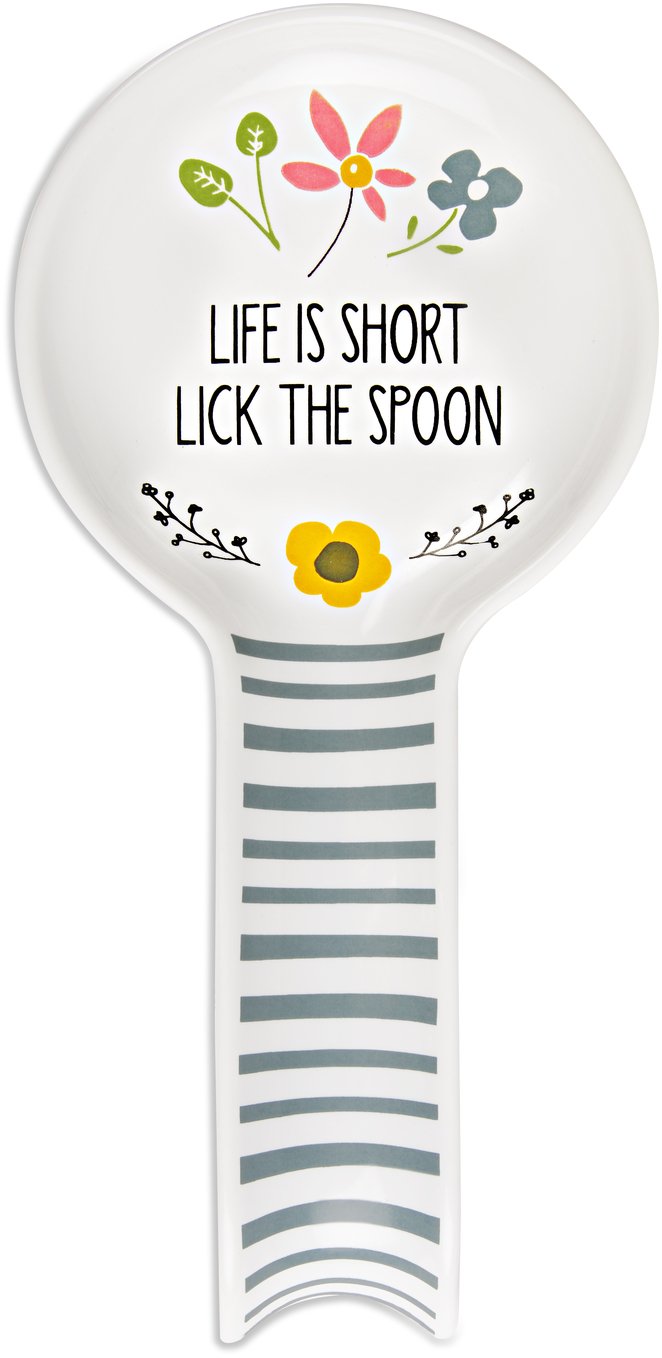 Pavilion 54241 Life is Short Lick the Spoon Ceramic Floral Spoon Rest