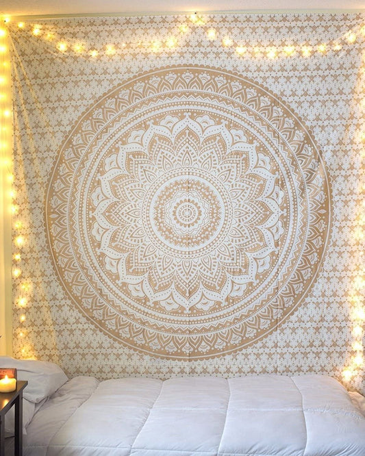 Gold Ombre Twin Size Tapestry Mandala Hippie Hippie Wall Tapestry/Blanket/Tablecloth