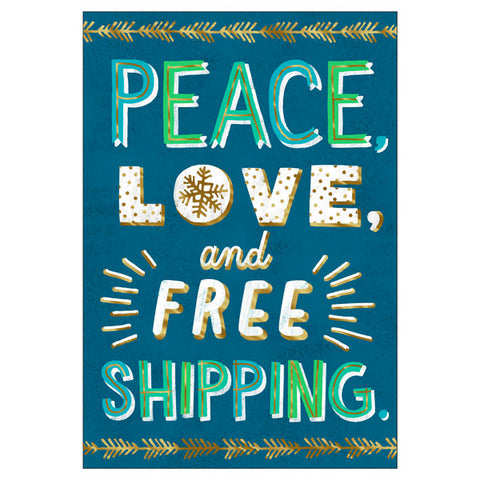 Hallmark Peace, Love and Free Shipping Funny Holiday Cards, Box of 16