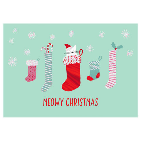 Hallmark Cute Cat in Stocking Meowy Christmas Cards, Box of 12