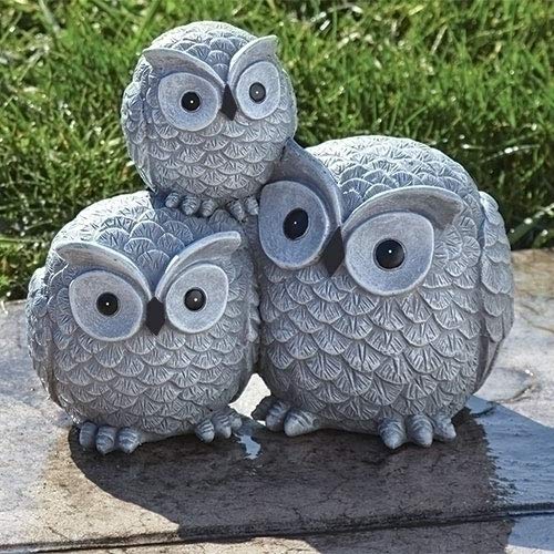 Roman 11659 Garden items Owls Garden Statue, one Size, Light Gray