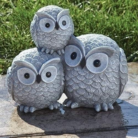 Roman 11659 Garden items Owls Garden Statue, one Size, Light Gray