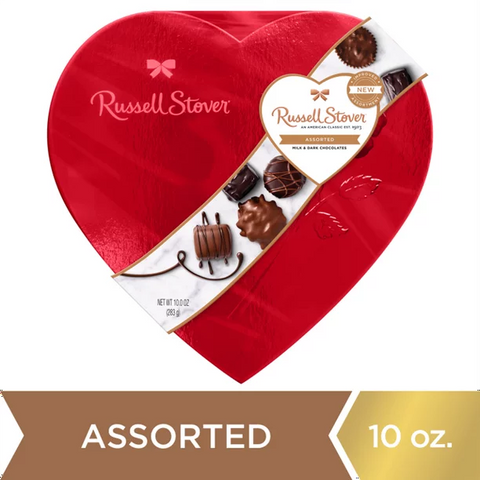 Russell Stover 2211P Assorted Chocolates Red Foil Heart  10 oz.