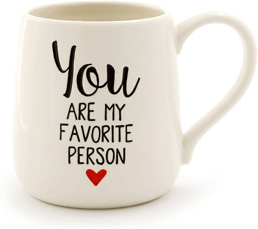 Enesco 6000503 Our Name Is Mud “Favorite Person” Stoneware Engraved Coffee Mug, 16 oz, White