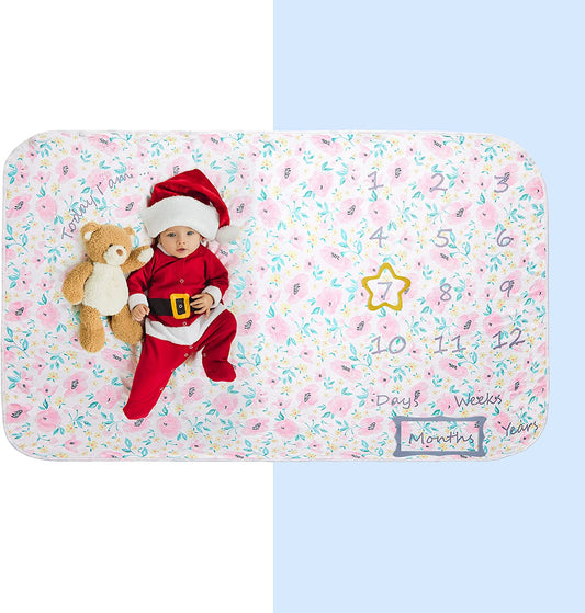 Supersoft Baby Monthly Milestone Blanket Large Premium Organic Plush Fleece Newborn Blanket 60"x40'