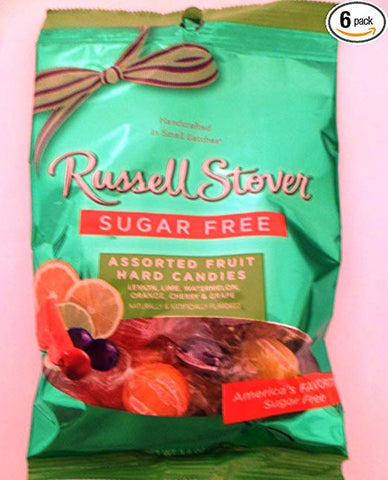 Russell Stover Sugar Free Assorted Fruit Hard Candies Net Wt 3.4 Oz (Pack of 6)