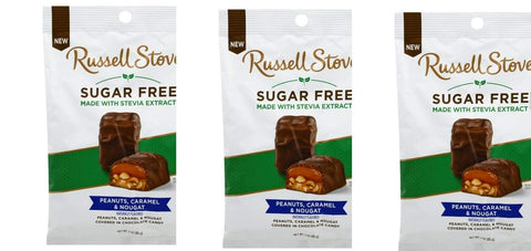Russell Stover 9040 Sugar Free Milk Chocolate Peanut, Caramel & Nougat, 2.5 oz. 1 PACK BAG ONLY