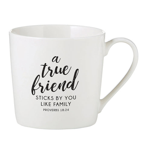 Heartfelt-D1671 True Friend Sticks Like Family White 14 Ounce Ceramic Stoneware Coffee Mug
