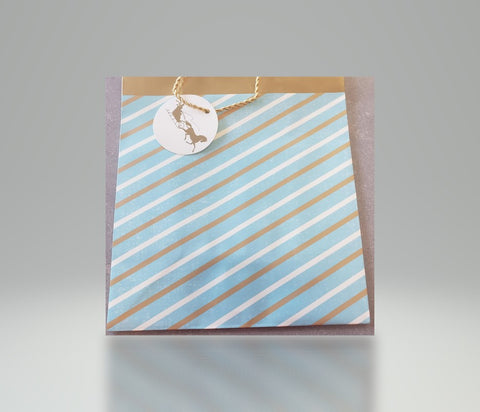 Hallmark Beige, Gold, & Teal Stripe Gift Bag
