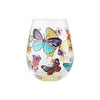 Enesco 6004351 Lolita Butterfly Hand-Painted Artisan Stemless Wine Glass, 20 Ounce, Multicolor