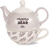 Pavilion 85242 Mama Bear-15 Oz 8 Oz Teacup Tea for One Set Teapot, 6 Inch Tall, Beige