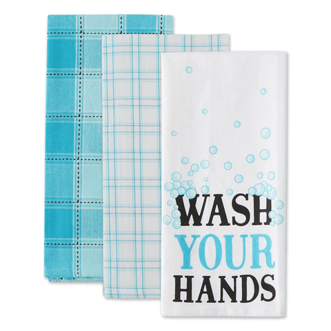 Design Imports CAMZ12669 Assorted Wash Your Hands Dishtowel Set of 3