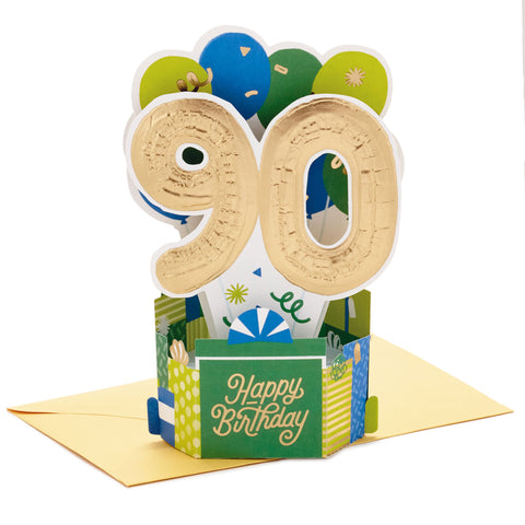 Hallmark 90 Birthday Balloons Mini 3D Pop-Up 90th Birthday Card