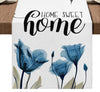 Blue Tulip Table Runner: Home Sweet Home Tabletop Cloth Dinning Room Décor 13" x 72"