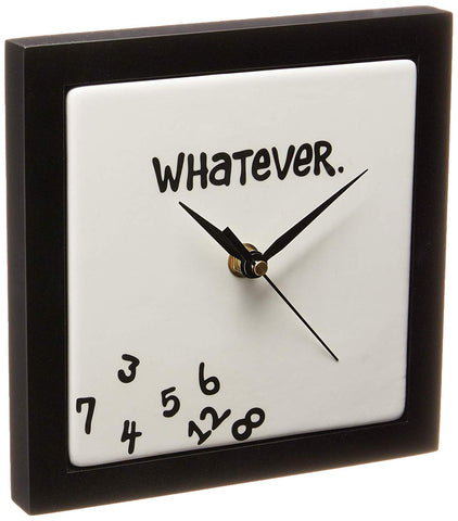 Enesco 10320 Whatever. Scrambled Numbers Always Late 7.5 x 7.5 Inch Square Hanging Wall Clock