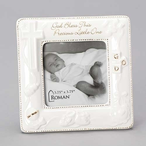 God Bless Porcelain Frame . 5.625"H X 5.625"D by Roman (40052)