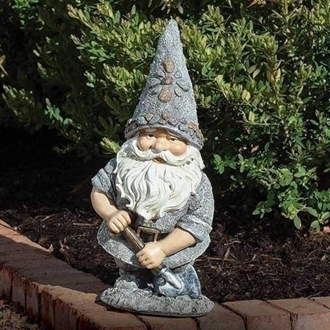 Roman 12466 13.25"H GNOME W/SHOVEL PEBBLE STATUE