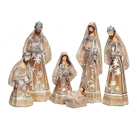 Roman 133018 Nativity with Native American Carving Set of 6, Multicolor, 7.25 inch