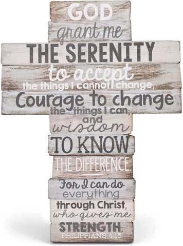 Christian Lighthouse Products 11278 God Grant Me Serenity Distressed Wood 9 Inch Stacked Wood Cross