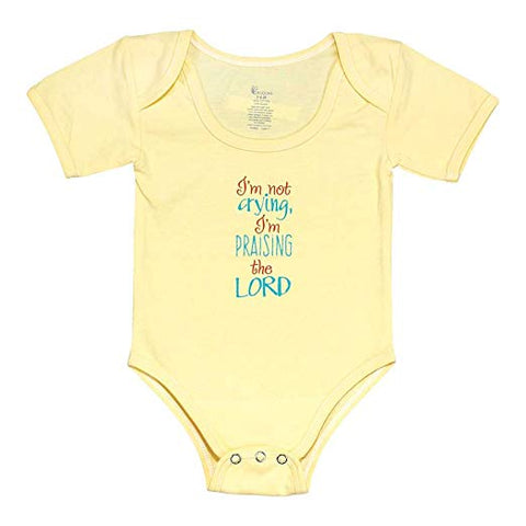 Dicksons FAB-113  I'm Not Crying I'm Praising The Lord Unisex Baby Onesie, Yellow, 3-6 Months