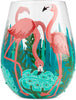 Enesco 6004761 Lolita Fancy Flamingo Artisan Stemless Hand-Painted Wine Glass, 20 Ounce, Multicolor