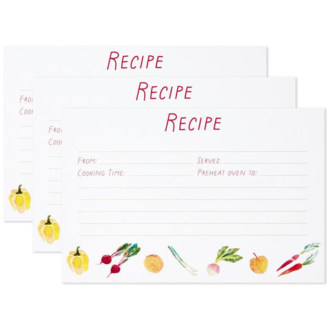 Hallmark Assorted Watercolor Vegetables Recipe Cards