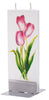 Flatyz D19146 Hand Painted Flat Candle Unscented, Dripless, Smokeless Red Tulips
