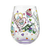 Enesco 6006946 Lolita Birthday Cupcakes Hand-Painted Artisan Stemless Wine Glass, 20 Ounc