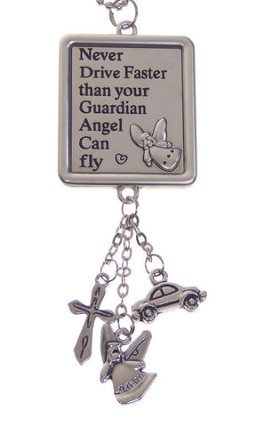 Ganz EG0641 Never Drive Faster Than Your Guardian Angel Can Fly Car Charm