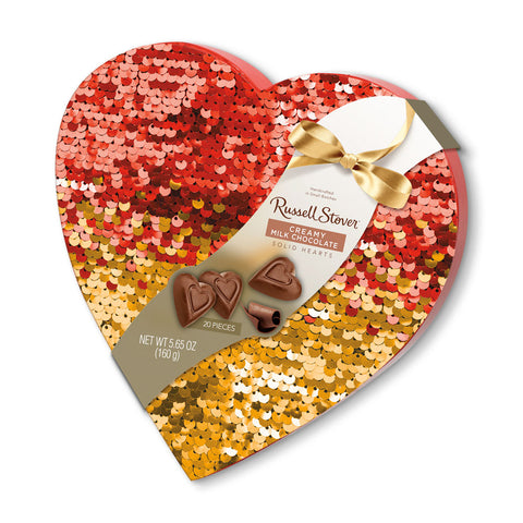 Russell Stover 6653 Assorted Chocolates Double Sequin Top Heart, 5.65 oz. Box