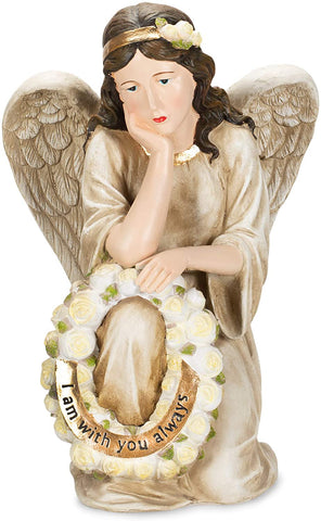 Roman Dropship 12185 I Am with You Always Memorial Angel with Wreath 23"