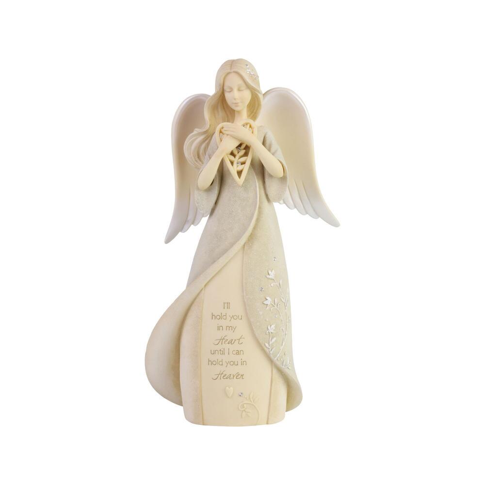 Enesco 6006505 Foundations Heart Hold You in Heaven Bereavement Angel 8.07 Inch, Multicolor