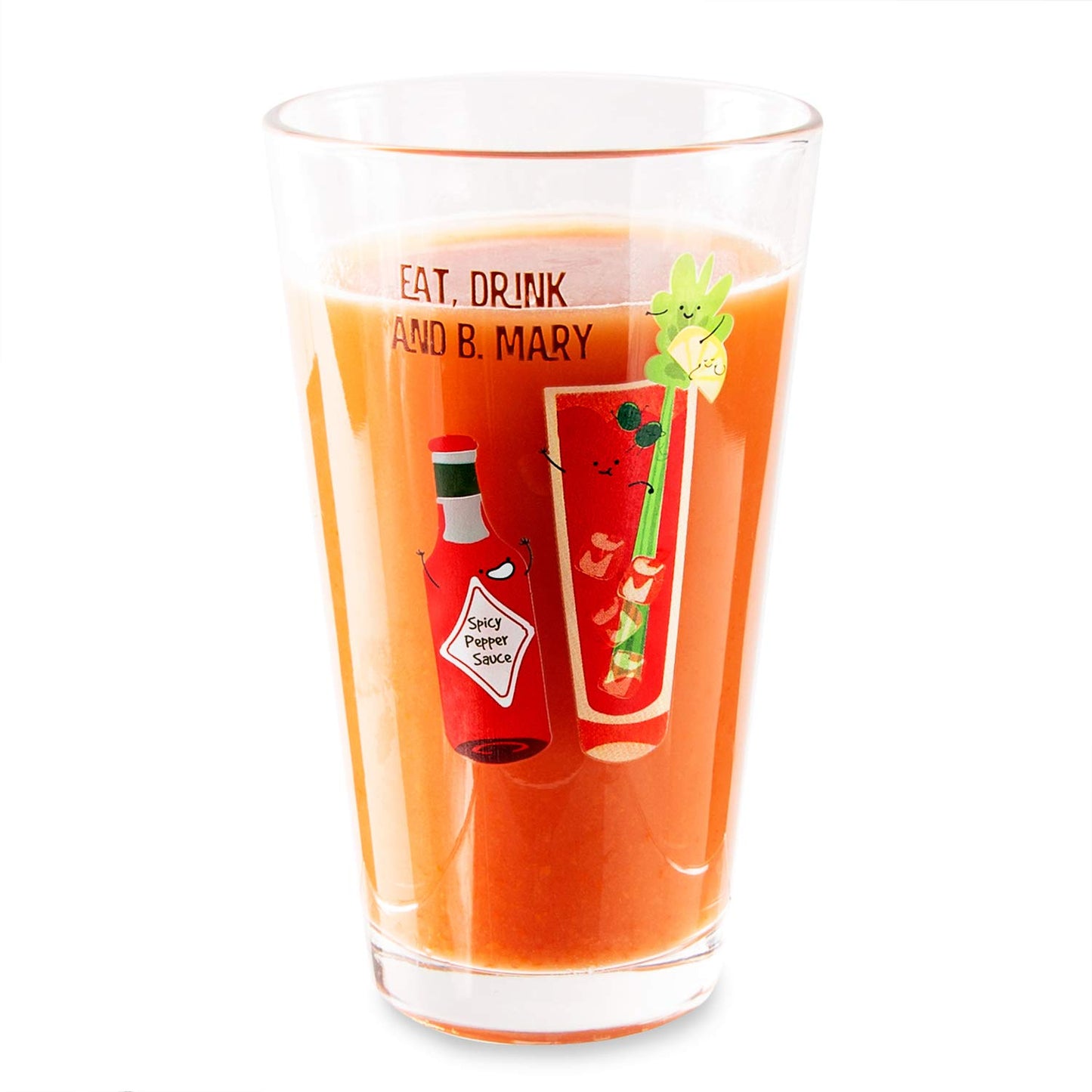 Pavilion 74867 Eat, Drink & B. Mary-Bloody Mary-16 oz 16 oz Pint Glass Tumbler, Red