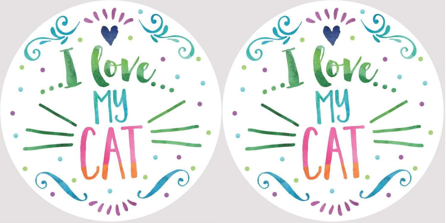 Clementine 4050 I Love My Cat Car Family Pet Coasters Set of 2