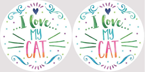 Clementine 4050 I Love My Cat Car Family Pet Coasters Set of 2