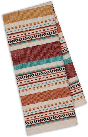 Design Imports 91428 Southwest Table Linens, 18-Inch by 28-Inch Dishtowel, Santa Fe Dobby Stripe