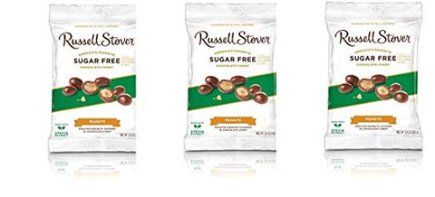 Russell Stover Sugar Free Chocolate Covered Peanuts, 3.6 oz. Bag(pack of 3)