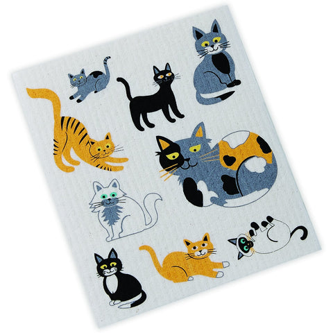 Design Imports 750582 Cats Swedish Dishcloth