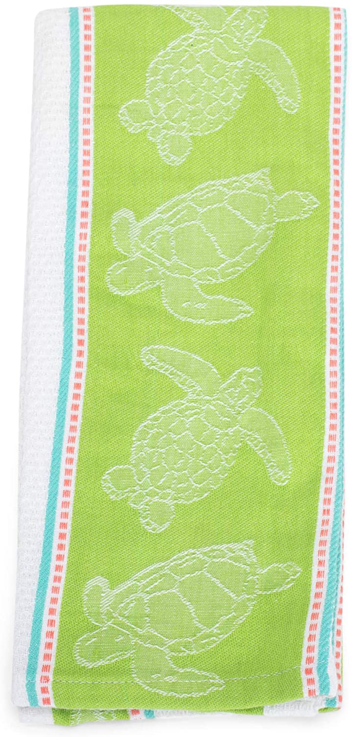 Design Imports 29148 Sea Turtle Jacquard Kitchen Towel Dishtowel. 18 X 28". 100% Cotton Hanging Loop