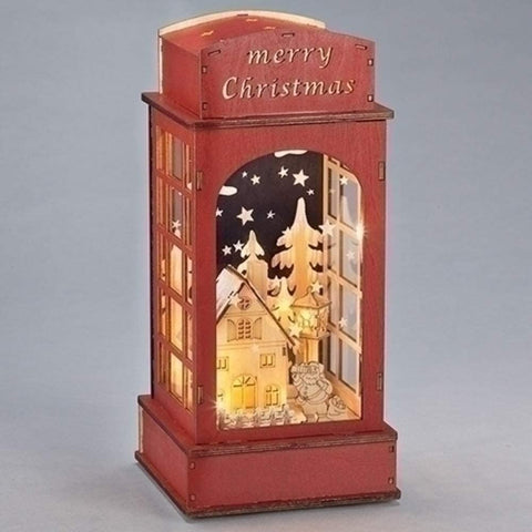 Roman 133309 Led Red Phone Booth with Santa, 12 inch