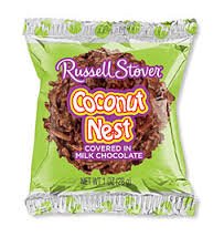 Russell Stover 0340P Milk Chocolate Coconut Nests, 1 oz. - 18 Pack