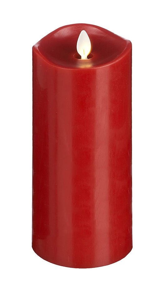 Ganz LLWP1005  LuxuryLite Home Decor Flameless LED Wax Pillar Candle 3 x 8- Red